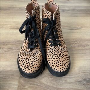 Leopard Print Lace-Up Boots